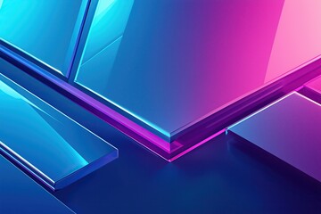 Aufkleber - Abstract composition of reflective surfaces with vibrant blue and purple colors