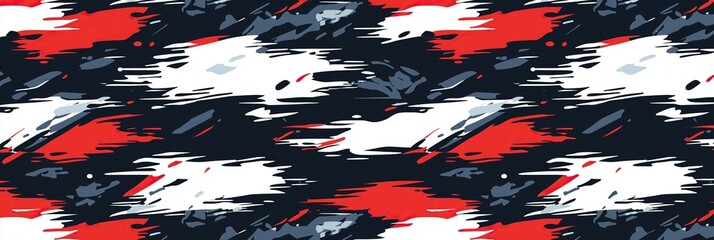 Fototapete - Abstract pattern bold red, white, and blue brush strokes on dark background