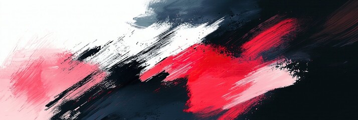 Fototapete - Abstract grunge brush artwork with dynamic strokes in red, black, and white shades