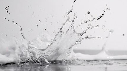 Poster - Crown-shaped water splashing on reflective surface with foam and bubbles