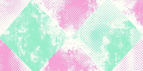 Aufkleber - Abstract geometric pattern with pink and mint colors playful vibe