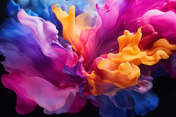Poster - Abstract fluid art with dynamic blue and purple paint, organic patterns in vibrant colors.