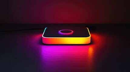 Poster - A sleek 3D render of a wireless charging station with vibrant effects