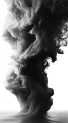Aufkleber - a swirling formation of black smoke rises, creating an abstract and artistic effect against white