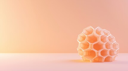 Poster - Abstract representation of a small honeycomb structure resting on a smooth surface with soft lighting in a pastel background
