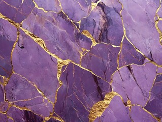 Poster - Purple and gold cracked marble texture.