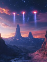 Wall Mural - mountain range with bright lights