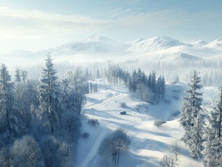 Wall Mural - snowy mountain range
