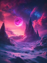 Wall Mural - Planet in Purple Sky