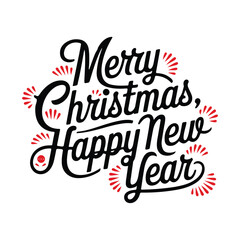 Aufkleber - Merry Christmas and Happy new year vector typography design. Xmas greeting card Invitation script calligraphy.