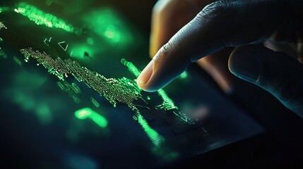 Poster - Finger Touching Digital Screen with Data Visualization and Graphs