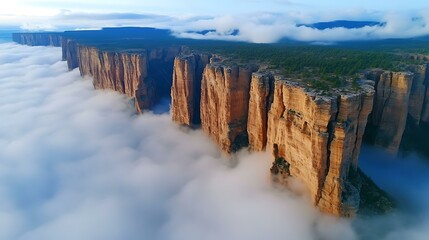 Canvas Print - Majestic Mountainous Cliffside Above the Clouds