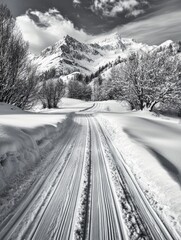 Wall Mural - snowy road