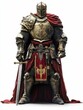 © jambulart - Ornate golden armor, red cloak, medieval knight.