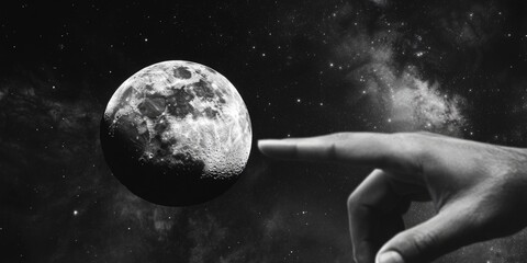 Wall Mural - Hand touches moon