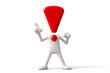 © Noufaldi - A stylized figure with a large red triangular head and a round body, gesturing as if explaining.