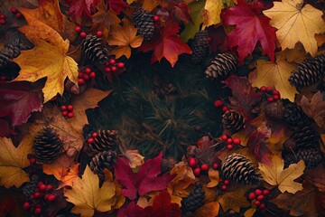 Sticker - Autumn Wreath with Pine Cones