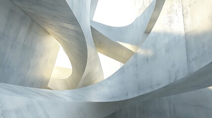 Poster - Abstract Architectural Design: White Concrete Curves and Intertwined Forms