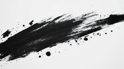 Poster - Dynamic black ink brushstrokes flow across a white canvas, creating a striking contrast. The splatter adds energy and depth, emphasizing artistic expression through movement