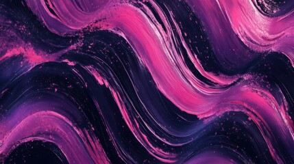 Poster - Vibrant pink brush strokes swirl fluidly on a dark background, showcasing a dynamic abstract pattern that adds a modern flair to any space or design project