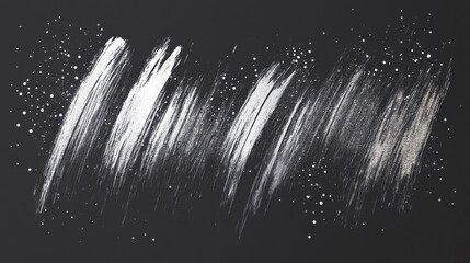 Poster - This artwork features silver brushstrokes arranged with rhythmic variation against a dark backdrop. Scattered elements add depth, enhancing the overall texture and visual interest