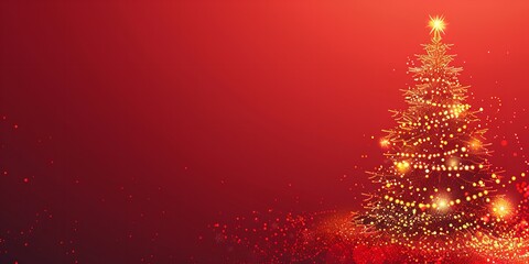 Aufkleber - A close-up graphic of the fir tree and strings of lights in the background on a red background having enough of content area for backdrop usage, Generative AI.