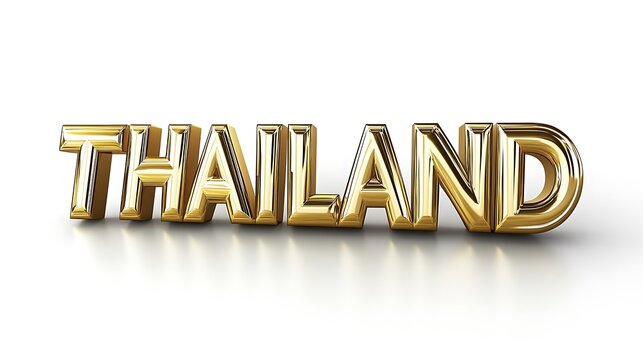 3d golden text Thailand isolated on white background.
