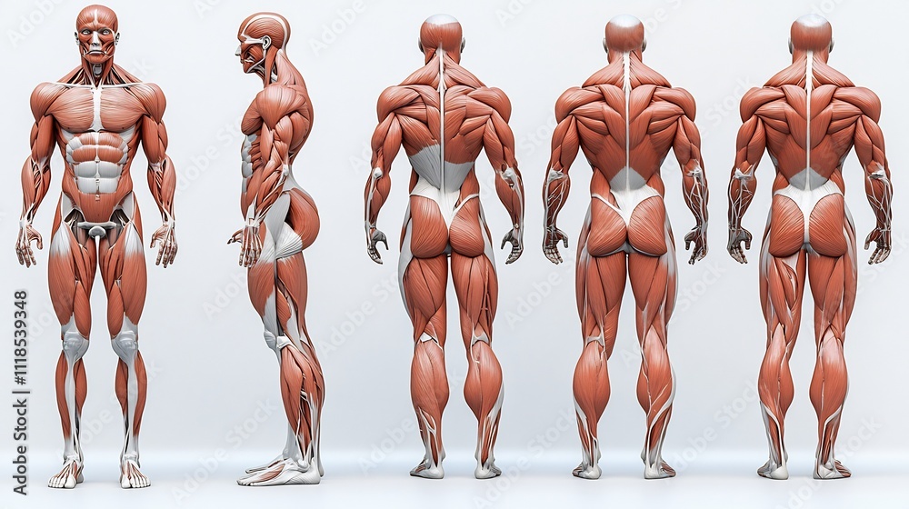3d anatomical model of human muscular system showing every major muscle ...