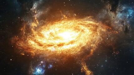 Poster - A vibrant depiction of a swirling galaxy in deep space, showcasing cosmic beauty.