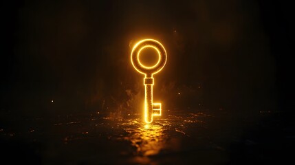 Aufkleber - Illuminated Golden Key Symbolizing Opportunities and Solutions with a Dramatic Dark Background for Creative Visual Concepts and Metaphorical Illustrations