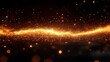 © Almahyra - Glowing golden particles stream, dark background.