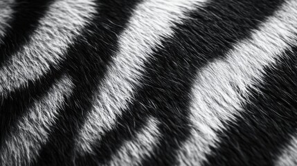 Poster - This captivating zebra fur texture features intricate black and white stripes that create a striking visual effect. Perfect for design and artistic applications, it captures the essence of wildlife