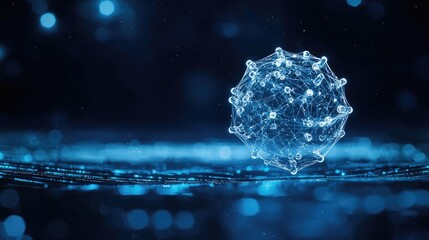 Poster - Abstract Molecular Structure with Blue Light Background and Depth