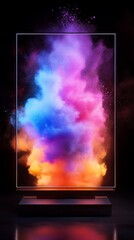Aufkleber - A breathtaking burst of vibrant colors fills the display, blending deep blues, fiery oranges, and soft purples in a mesmerizing cloud-like formation