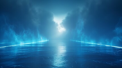 Poster - Blue light gradient background smooth blue blurred abstract.