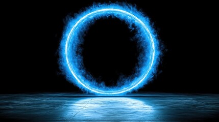 Poster - Dynamic blue energy portal futuristic setting digital art sci-fi environment creative perspective conceptual imagery