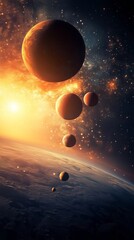 Wall Mural - cosmic symphony: a celestial ballet unfolds, a symphony of planets and stars in a breathtaking displ