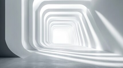 Poster - Abstract white backdrop with delicate geometric shapes and gentle light play for a refined, modern aesthetic