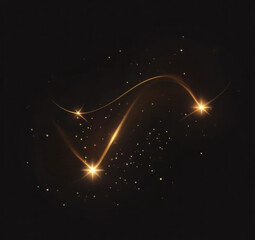 Wall Mural - golden comet png with sparkling stars and dust. powder dust light png. magic shining gold dust. fine
