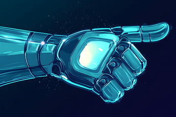 Poster - A futuristic robotic hand pointing, showcasing advanced technology and design.