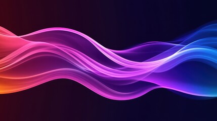 Poster - Vibrant, abstract wave of light, flowing with a gradient of colors from red to blue against a dark background