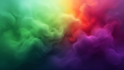 Wall Mural - vibrant smoky abstract background blending green, red, and purple hues with flowing textures, perfec