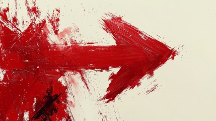 Poster - A red and white painting of an arrow pointing to the right