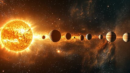Poster - exploring the solar system with planets orbiting the sun in stunning 4k detail