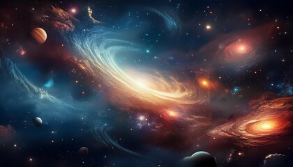 Wall Mural - a mesmerizing display of galaxies nebulae and stars scattered across the vast expanse of space