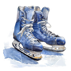 Canvas Print - A watercolor vector of Ice Hockey Skates, isolated on a white background. Ice Hockey Skates vector.