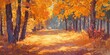 © YauheniB - Serene autumn forest path with golden leaves