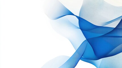 Poster - Abstract blue waves creating a soft, flowing design on a light background.
