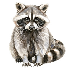 Sticker - A watercolor drawing of a Raccoon, isolated on a white background. Raccoon vector.