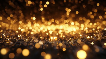 Leinwandbilder - Golden sparkles and luminous dots dance across a dark background, creating a mesmerizing atmosphere full of energy and depth, inviting viewers to immerse themselves in the beauty of abstraction